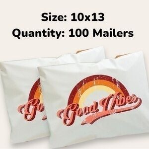 Pack of 100 Mailers, Size 10x13, Distressed Print, Good Vibes, Vintage Retro